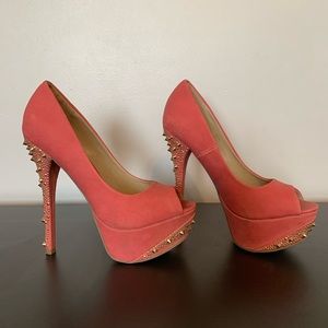 Coral Studded Platform Heels size 7.5